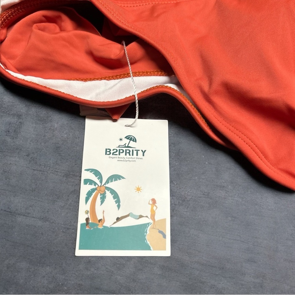 B2prity Ruffle One-piece Swimsuit-Tummy Control, Criss Cross-Red Brown - NWT (M) - Picture 5 of 10